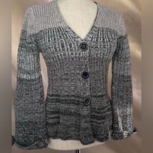 BCBGMAXAZRIA | Ombre Knit Button Cardigan | Size Large | Gray & Black | EUC
